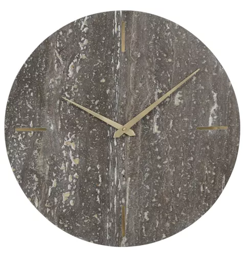 Dark Travertine Marble Wall Clock