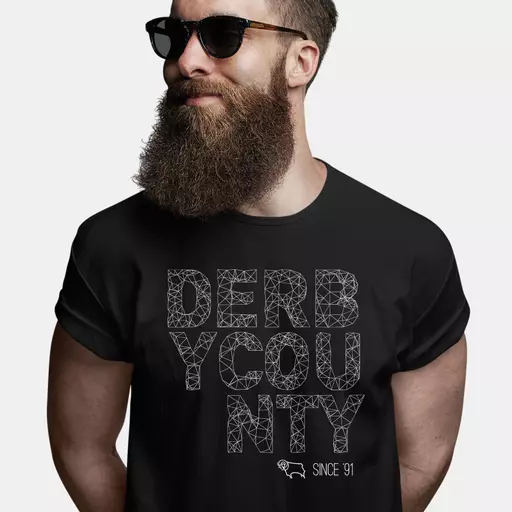 Derby County Wireframe Men's T-Shirt - Black