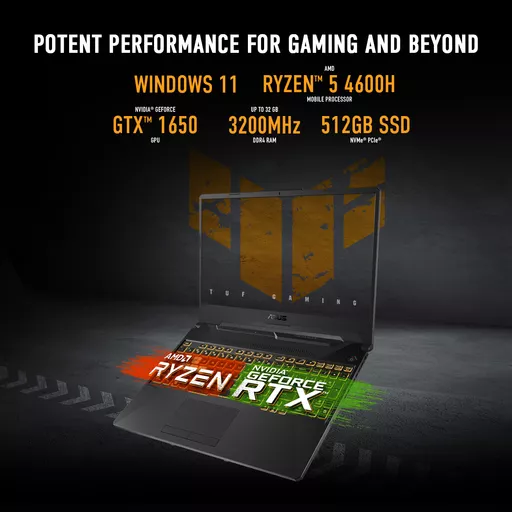 ASUS TUF Gaming A15 FA506IHR-HN019W AMD Ryzen™ 5 4600H Laptop 39.6 cm (15.6") Full HD 8 GB DDR4-SDRAM 512 GB SSD NVIDIA® GeForce® GTX 1650 Wi-Fi 6 (802.11ax) Windows 11 Home Black
