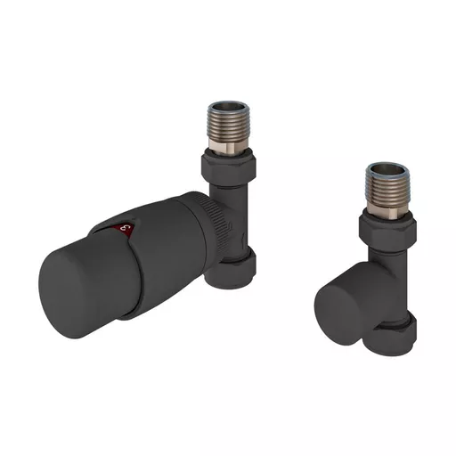 Straight Designer TRV with Lockshield 15mm Matt Anthracite