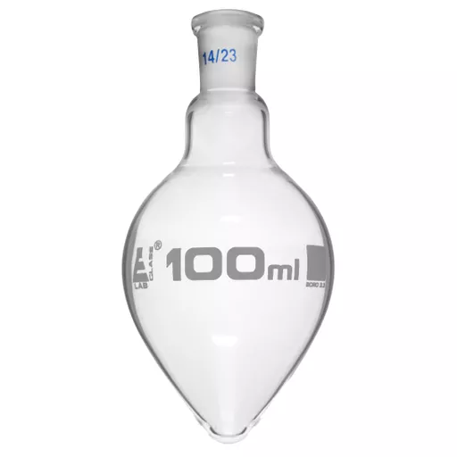 Flask, pear shaped distillation, (socket and cone size 14/23), jointed glass, 100 cm3