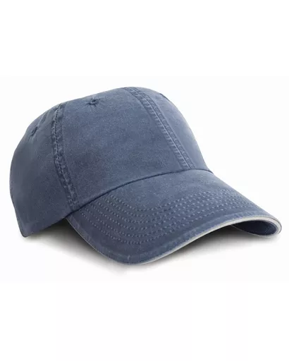 Washed Fine Line Cotton Cap with Sandwich Peak