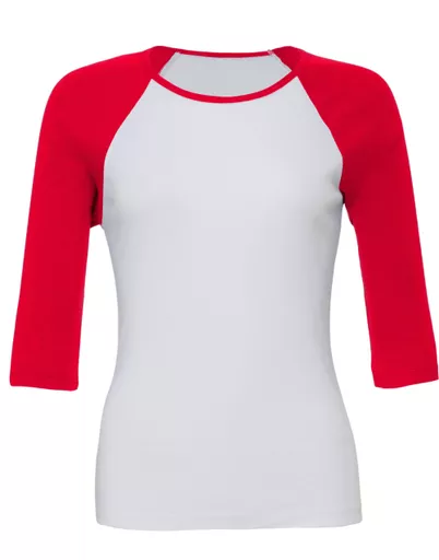 Women's Baby Rib 3/4 Sleeve Contrast Raglan Tee