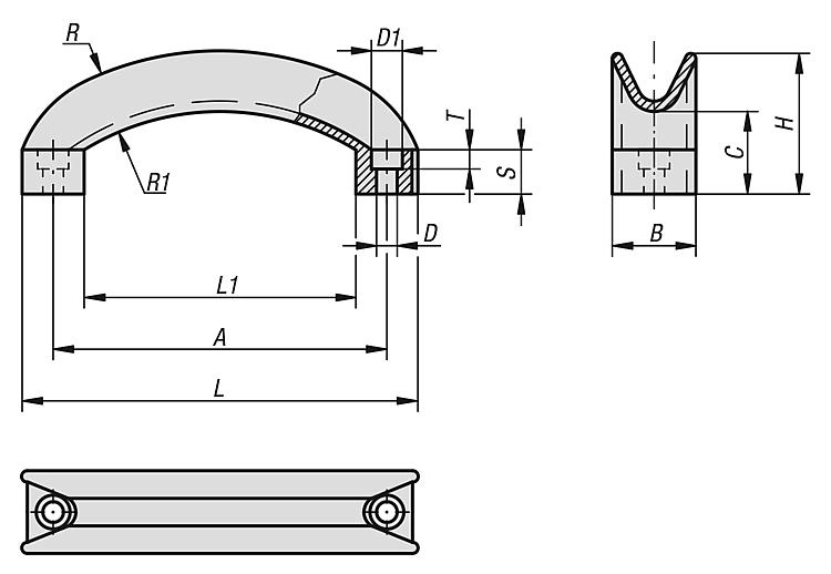 Arch Handle. 114mm Hole Centres.