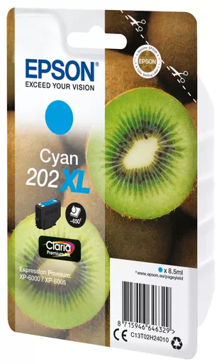 Epson C13T02H24020/202XL Ink cartridge cyan Blister Acustic Magnetic high-capacity, 650 pages 8,5ml for Epson XP 6000
