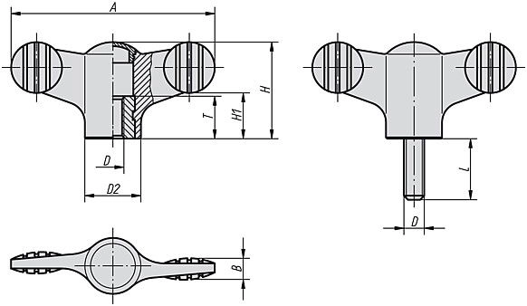 Wing Grip. M4x10mm Stainless Steel Thread. 38mm Wing Diameter.