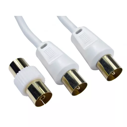 TV Aerial Coax Cable with Coupler, White