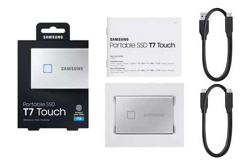 Samsung Portable SSD T7 Touch 1TB - Silver