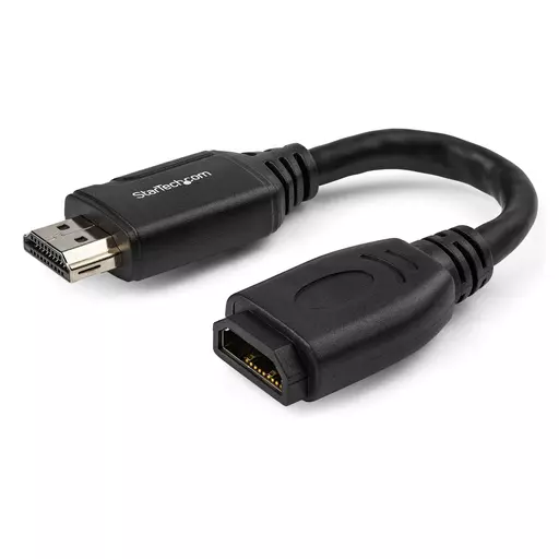 StarTech.com 6" (15cm) HDMI Port Saver Cable - 4K 60Hz High Speed HDMI 2.0 Extension Cable with Ethernet - Short HDMI Extension Cable - HDMI Male to Female Extension Adapter Cord