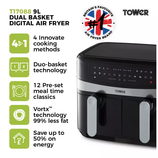 Product Video - Tower 9L Dual Basket Air Fryer T17088 