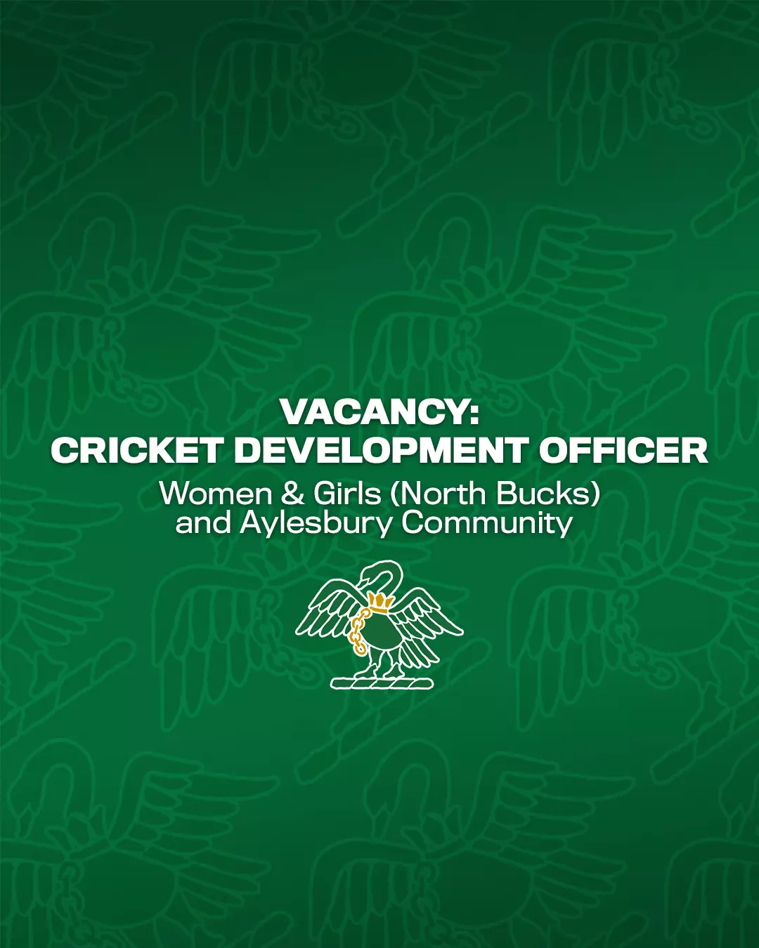 ROLE VACANCY: Cricket Development Officer - Women and Girls (North Bucks) and Aylesbury Community