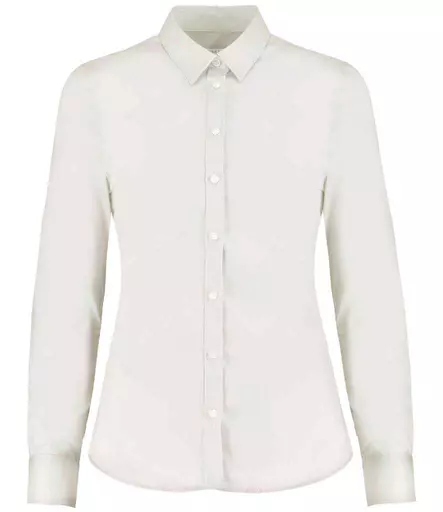 Kustom Kit Ladies Long Sleeve Tailored Stretch Oxford Shirt