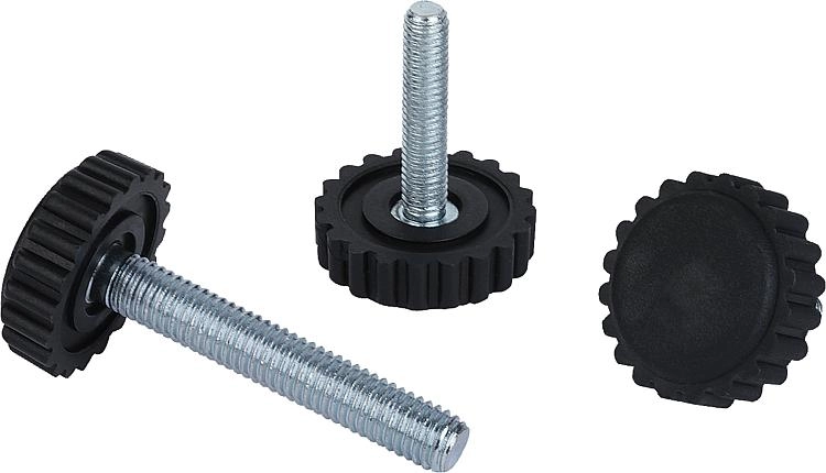 K0677 - Levelling Feet Knurled In Steel & Polyamide Size M5-M8