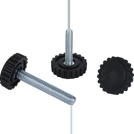 K0677 - Levelling Feet Knurled In Steel & Polyamide Size M5-M8