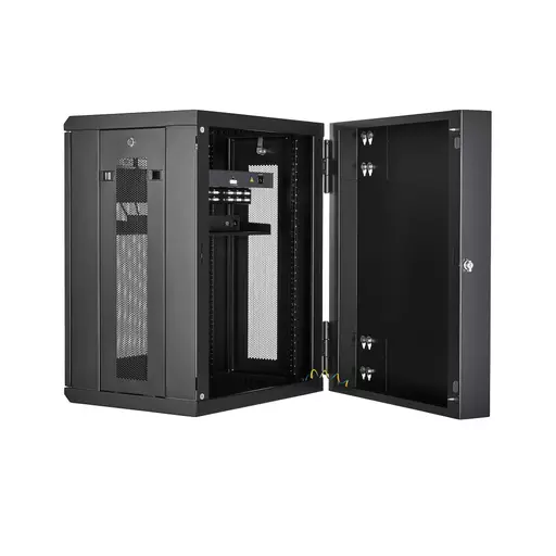 StarTech.com 15U 19" Wall Mount Network Cabinet - 16" Deep Hinged Locking IT Network Switch Depth Enclosure - Assembled Vented Computer Equipment Data Rack w/Shelf & Flexible Side Panels