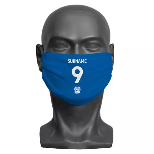 Cardiff City FC Back of Shirt Adult Face Mask (Large)