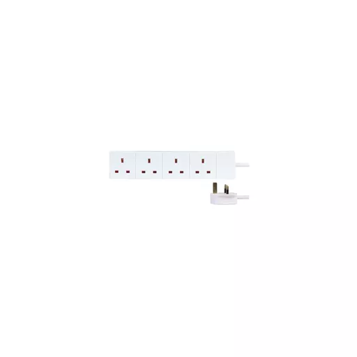 4 Gang UK Mains Extension Lead, White