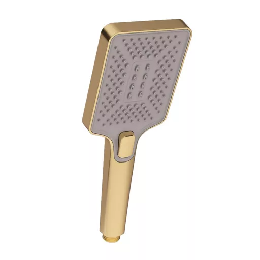 Modern Square 3 Function Shower Handset - Brushed brass