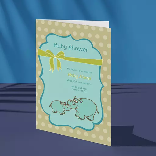 Personalised Baby Shower Invitation Card - Hippos