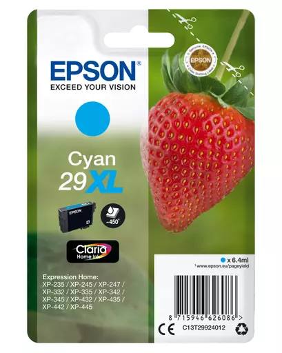 Epson C13T29924012/29XL Ink cartridge cyan high-capacity, 450 pages ISO/IEC 19752 6,4ml for Epson XP 235/335