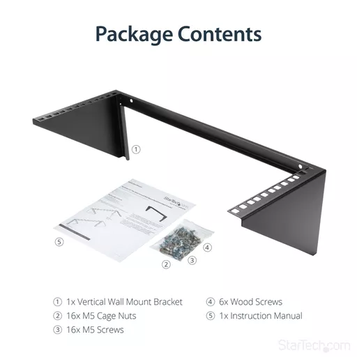 StarTech.com 4U 19in Steel Vertical Wall Mount Equipment Rack Bracket