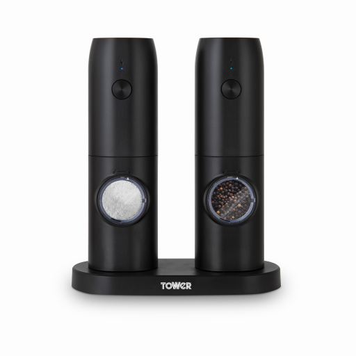 Tower Rechargeable Salt & Pepper Mill Set Black