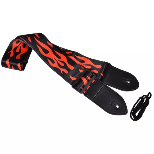 Chord Red Flame Print Webbing Guitar Strap