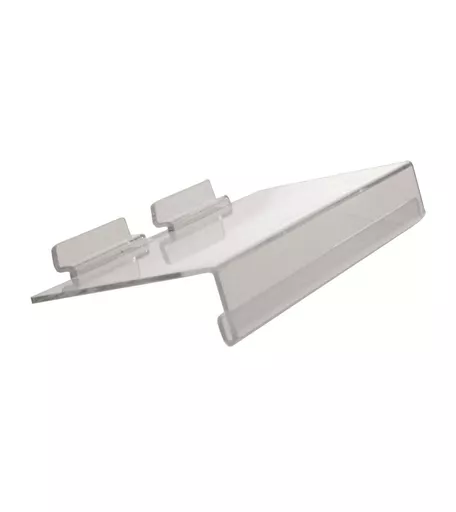 Slatwall Perspex Shelf with Ticket Strip- 25cm x 10cm