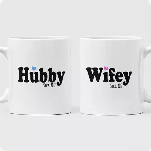 Wifey Hubby Couple Mugs - Personalised Couple Gift Set
