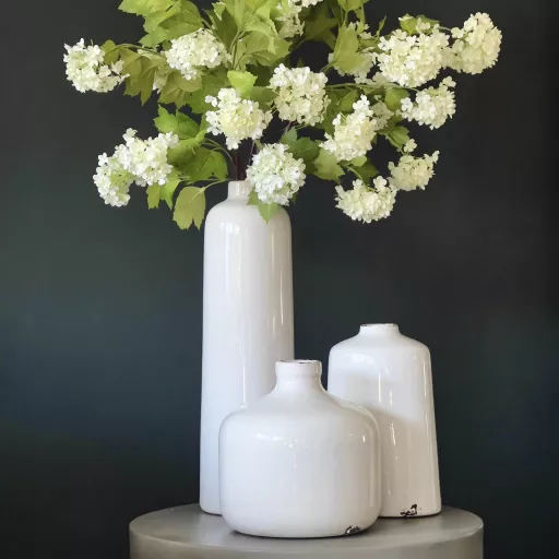 Crackle Glazed White Vase - Stout