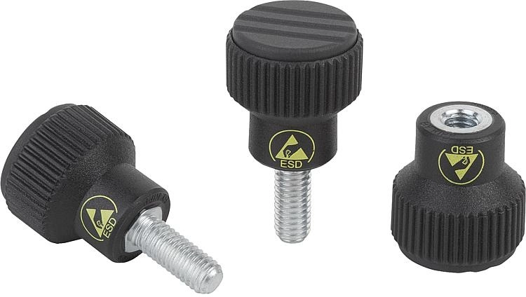 K0247 - Antistatic Knurled Knobs Parts Steel Thread M6