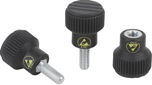 K0247 - Antistatic Knurled Knobs Parts Steel Thread M6