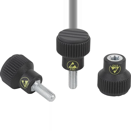 K0247 - Antistatic Knurled Knobs Parts Steel Thread M6