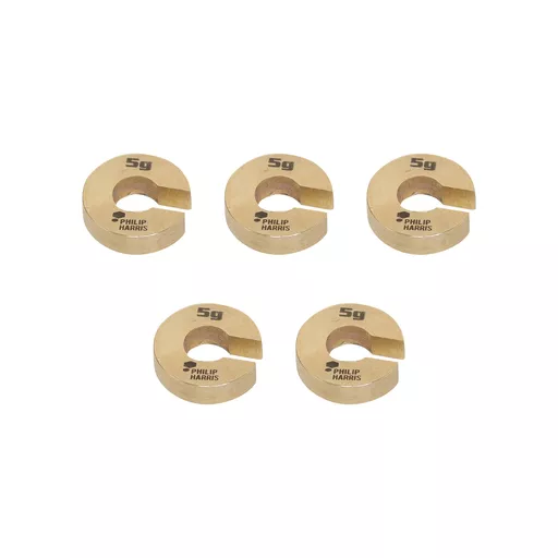 Philip Harris Spare Slotted Masses, Brass - 5g - Pack of 5