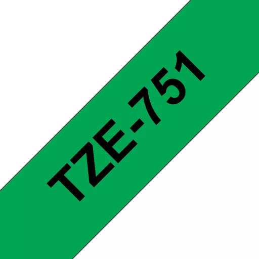 Brother TZE-751 DirectLabel black on green Laminat 24mm x 8m for Brother P-Touch TZ 3.5-24mm/HSE/36mm/6-24mm/6-36mm