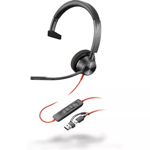 Poly Blackwire 3310 Microsoft Teams Certified Headset +USB-C/A Adapter TAA