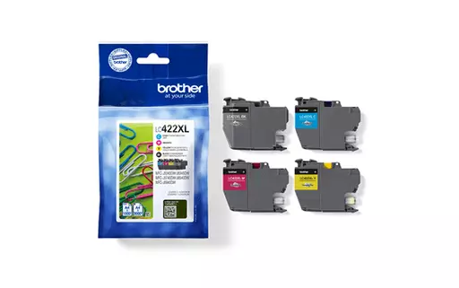 Brother LC-422XLVALDR Ink cartridge multi pack high-capacity Bk,C,M,Y Blister 3000pg + 3x1500pg Pack=4 for Brother MFC-J 5340