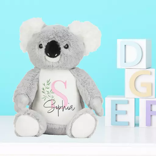Koala Plush Soft Toy with Pink Initial