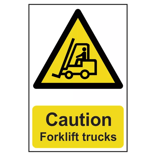 ASEC `Caution: Forklift Trucks` Sign 200mm x 300mm