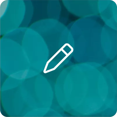 Blue bokeh background with pencil icon