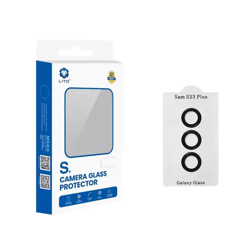 Lito - Camera Ring Glass & Easy Install Applicator for Galaxy S23 & Galaxy S23 Plus - Black