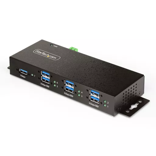 StarTech.com 5G7AINDRM-USB-A-HUB interface hub USB 3.2 Gen 1 (3.1 Gen 1) Type-B 5000 Mbit/s Black