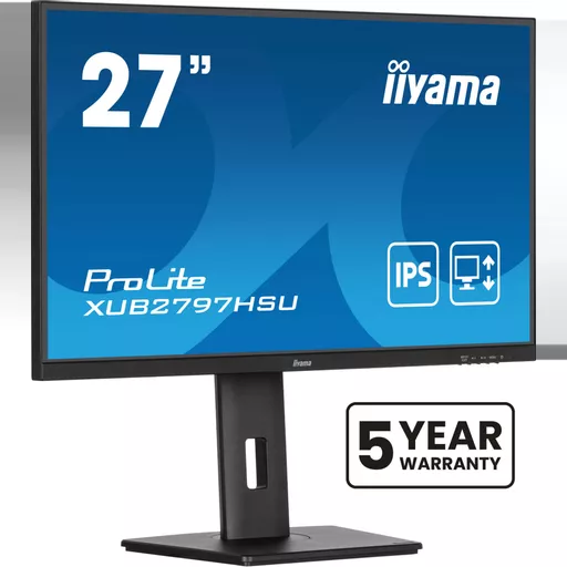 iiyama ProLite 27” IPS technology panel with 1ms MPRT, 100Hz refresh rate, USB-Hub and height adjustable stand