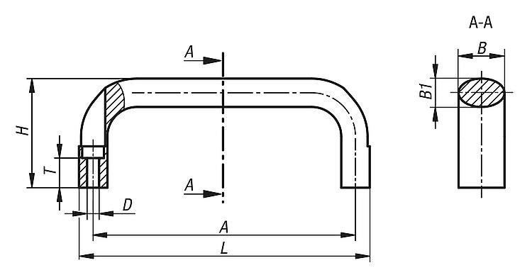Pull Handle. Aluminium. 160mm Hole Centres. 6.6mm Through Hole. Red.