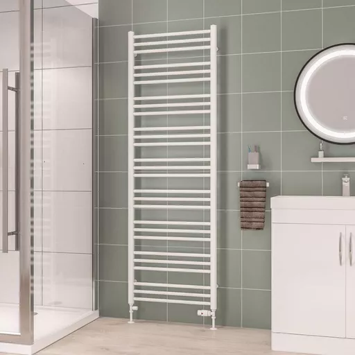 Corinium Round 1800 x 600 Towel Rail Gloss White