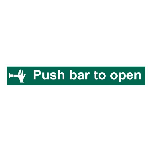 ASEC `Push Bar To Open` Sign 600mm x 100mm