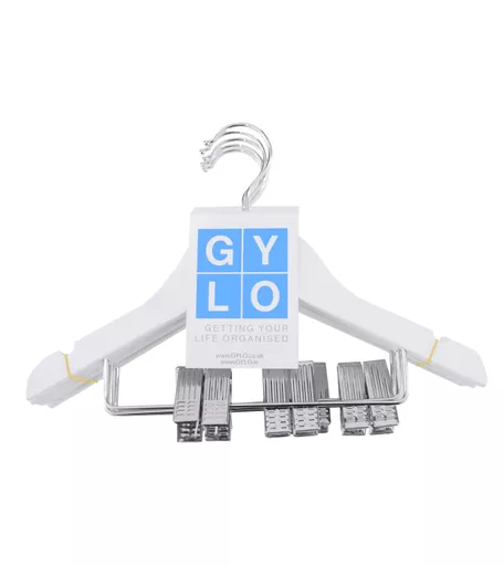 White Wood Kids Hanger with Pegs 300mm - Pack of 5