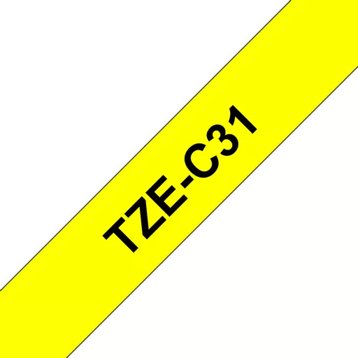 Brother TZE-C31 DirectLabel black on yellow Laminat 12mm x 5m for Brother P-Touch TZ 3.5-18mm/6-12mm/6-18mm/6-24mm/6-36mm