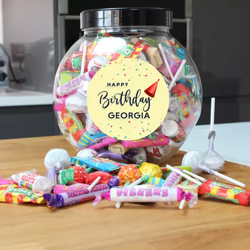 Birthday Hat Personalised Large Sweetie Jar