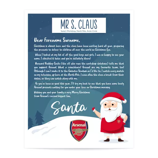 Arsenal FC Personalised Letter from Santa